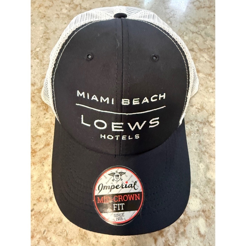 Imperial Miami Beach Loews Hotels Trucker Hat Navy White Snapback X210SM Cap